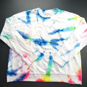 Bloom + Pop Women's French Terry Sweatshirt Size Small Neon Fireworks Tie Dye